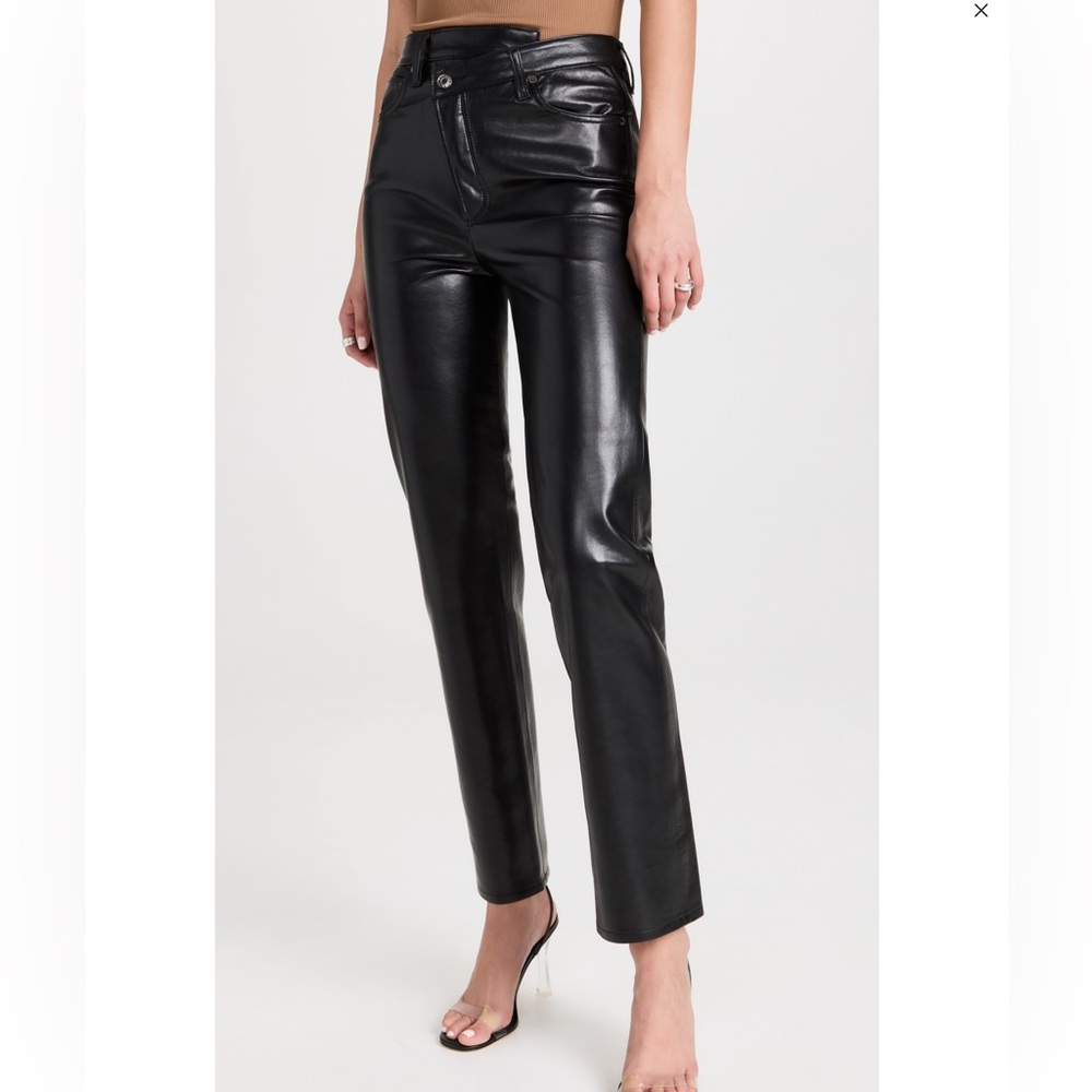 Agolde Crisscross Black Leather Pants